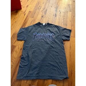 Thrasher Magazine Flame Logo T Shirt Men's Size Medium Gray Skateboarding